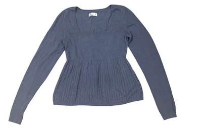 Hollister Womens Gray Bella Swan Cable Knit  Babydoll Sweater M Twilight 90s Y2K - Image 1 of 4