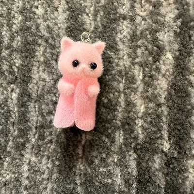 Dije de piel rosa gato difuso divertido hágalo usted mismo gatito 1,5 pulgadas hacer collar bolsa encanto regalo Foto 1 de 4