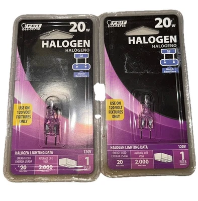 (2) Feit Electric BPQ20/G8 Clear 20W 120V Bi-Pin G8 Base Dimmable Light Bulb/NEW - Image 1 of 3