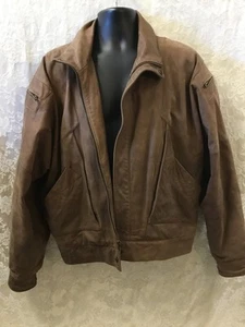 Adventure Bound Jacket M Full Zip Leather Wilsons Brown Bomber retro classic - Picture 1 of 11