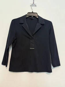 LAFAYETTE 148 3/4-Arm-Bluse mit V-Ausschnitt - schwarz mit Kristallakzent - Größe 8 - Bild 1 von 4