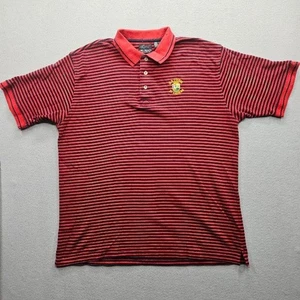 Old Course St. Andrews Greg Norman Men's XL Red Black Striped Golf Polo - Picture 1 of 11