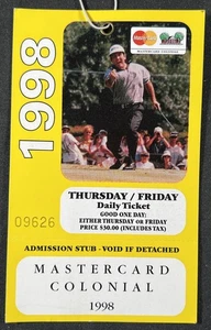 1998 Mastercard Colonial Invitational Golf Tourney Daily Ticket Pass PGA - Picture 1 of 5