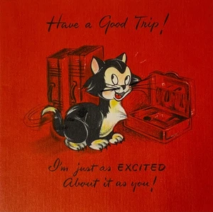 VTG Hallmark Greeting Card Have A Good Trip Anthropomorphic Kitty Cat Suitcases - Picture 1 of 5
