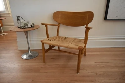 Vintage Hans Wegner CH-22 CH22 Oak Lounge Cadeira Fácil MCM Genuína Real Autêntica - Imagem 1 de 4