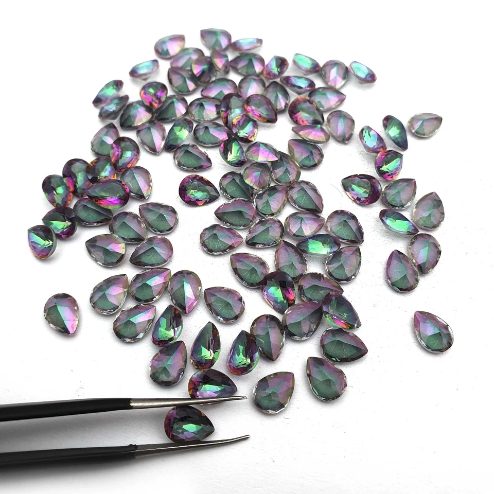Mystic Quartz Pear Cut Stone Loose Gemstone For Jewelry 126 Pcs 6-8 MM 109 CT - Image 1 of 4