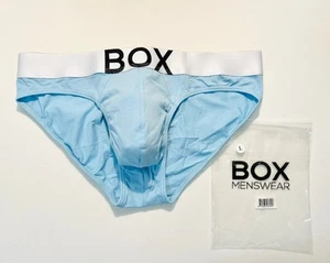 BOX Menswear - Size L - Low Rise Cotton Brief with Roomy Pouch-Blue/White/Black - Picture 1 of 14