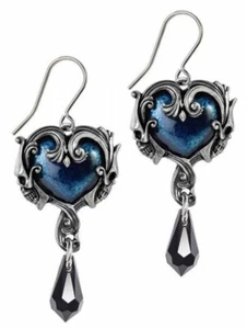 Affaire du Coeur Droppers, Earrings, Love Heart, Skulls Gothic, Alchemy England - Picture 1 of 5