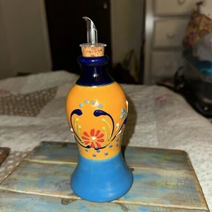 Anoru Ceramica Hand-Painted (Olive) Dispenser  Handmade In Spain Yellow/Blue - Picture 1 of 6