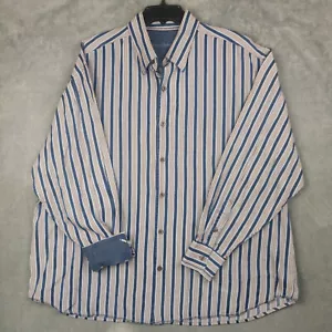 Camisa Tommy Bahama 100% Seda Mangas Largas Abatible Azul Marrón a Rayas Para Hombre XXL - Imagen 1 de 11