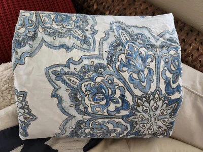 Pottery Barn Britt Medallion King / Cal King Duvet Off White Blue Boho - Image 1 of 4