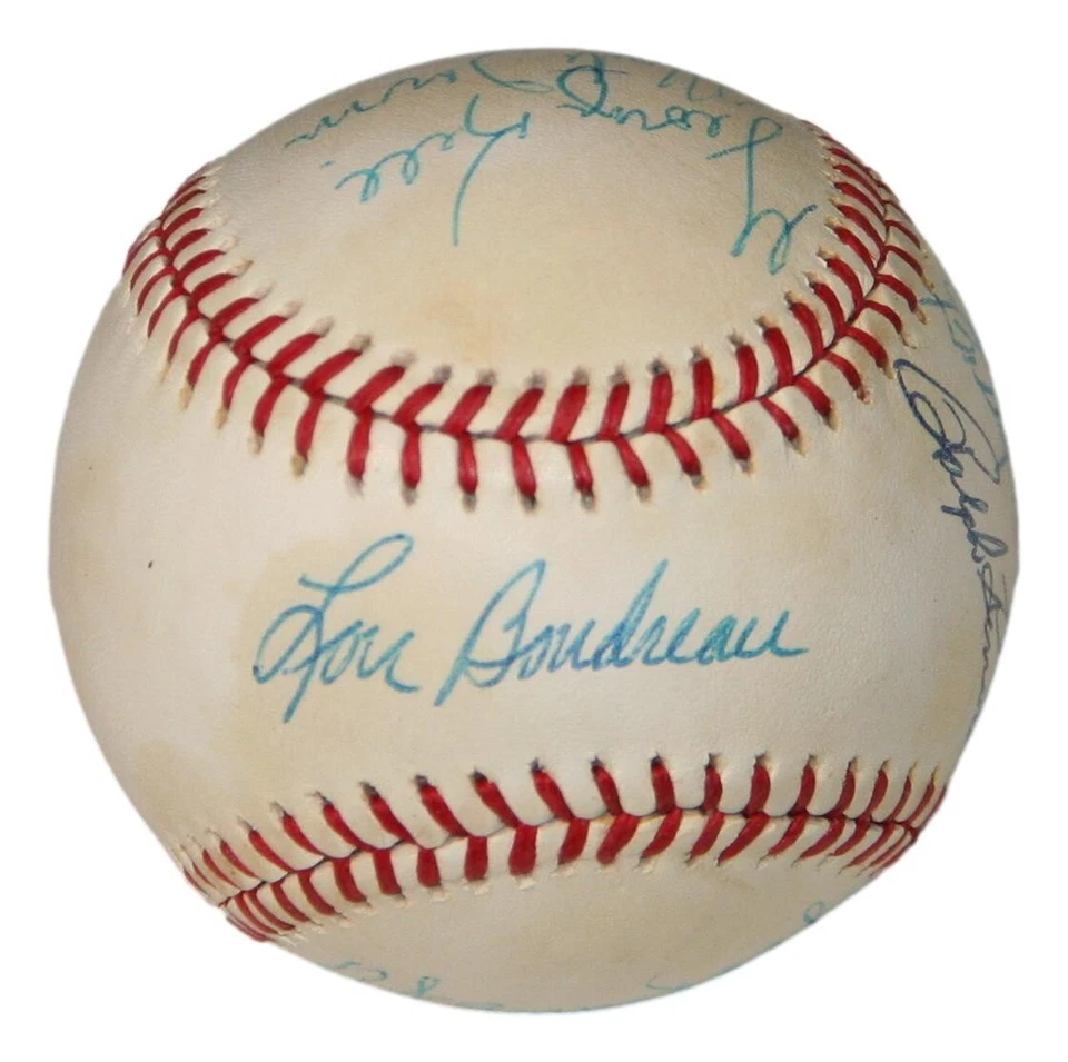 Baseball Greats Autographed ONL Baseball 10x HOFers Boudreau Spahn Feller Mize - Image 1 of 4