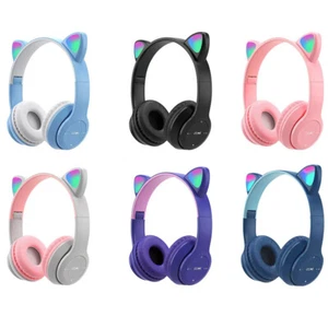 Cute Cat Ear Bluetooth Compatible Headset With LED Wireless Headset - Picture 1 of 18