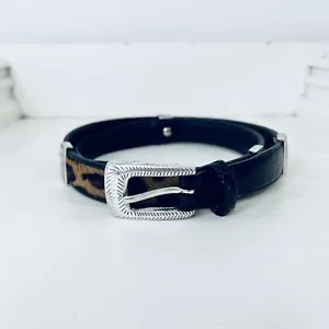 VTG Brighton Calf Hair Zebra Cheetah Black Croc Leather Belt Women ML 32 - Picture 1 of 7