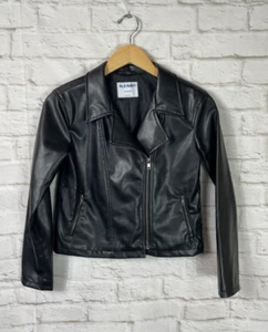 OLD NAVY Girls Black Faux Leather Jacket Size XL 14-16 - Picture 1 of 4