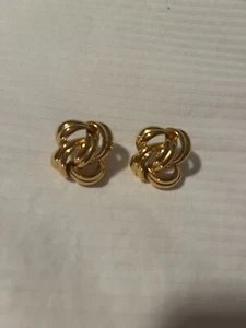 Goldfarbene große Knoten Ohrringe ohne Rückseiten - gebraucht, in einwandfreiem Zustand - Bild 1 von 4