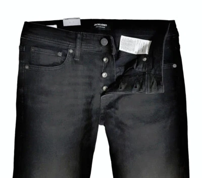 JACK & JONES Pantalones Vaqueros Negros Para Hombre Glenn Con Stretch Nueva - Imagen 1 de 4