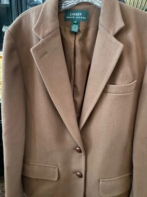 Ralph Lauren Womens Chestnut Brown Wool Blazer Jacket w/ Leather Buttons Sz 8 - Image 1 of 3