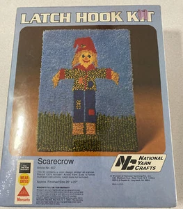 Vtg 80 National Yarn Crafts Latch Hook Kit  No. 407 Scarecrow 20”x27” Fall Deco - Picture 1 of 7