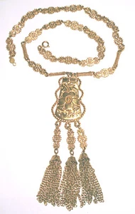 COLGANTE/collar borla vintage ACCESSOCRAFT NYC Chic DECLARACIÓN MEDIADOS DE SIGLO - Imagen 1 de 4