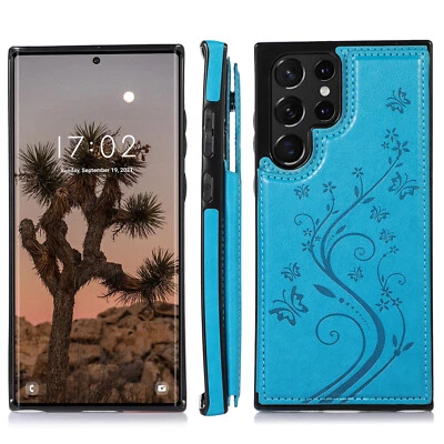 Funda tipo billetera delgada de cuero con tarjetero para Samsung Galaxy S25 Ultra S24 S23 S22 S21 Foto 1 de 4