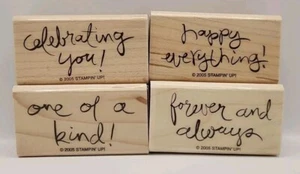 Stampin' Up Set Of 4 Mounted Rubber Stamps Mixed Greetings Forever & Always Kind - Picture 1 of 2