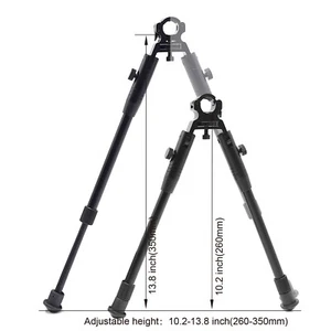 10"-14" inch Clamp-on Barrel-Mount Bipod Aluminum Black Fit Tube Size 11-19mm - Picture 1 of 9