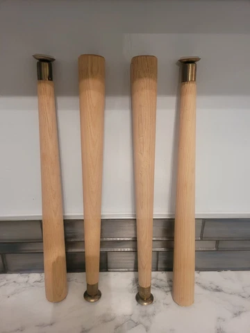MCM Reproduction Solid Wood 16" Table Legs w Metal & Plastic Feet Cover