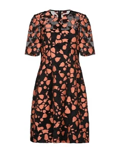Lela Rose Orange Black Abstract Print Holy Elbow Sleeve Dress Size 0 NEW - Picture 1 of 5