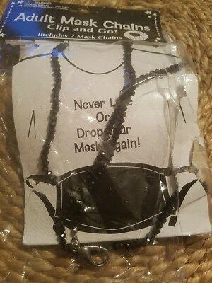 Ladies Black Bead Chain & Silver Chain Clip & Go Mask Strap  - Image 1 of 2