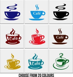 Kitchen Tile Stickers Transfers COFFEE CUPS Cafe Vinyl Wall Decals *5 DESIGNS* - Picture 1 of 22