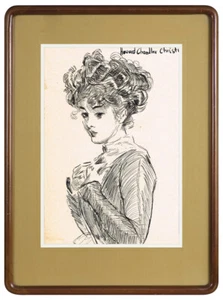 Howard Chandler Christy - Alte Zeichnung Tinte (1872-1952) - Bild 1 von 2