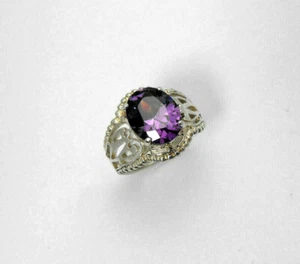 Sterling Silver 8mm x 10mm Purple Lab Amethyst Vintage 925 Stamp Ring Setting - Picture 1 of 4