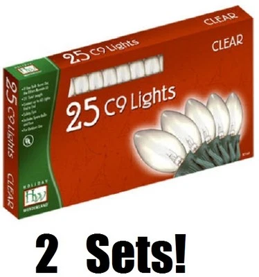 (2) Juegos de luces navideñas transparentes ea Holiday Wonderland 925C-88 25 ct C9 Foto 1 de 2