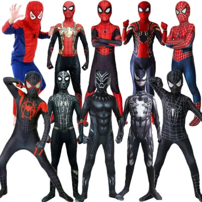 Kids Boy Cosplay Superhero Spiderman Fancy Dress Party Jumpsuit Costume Adult - Image 1 of 4