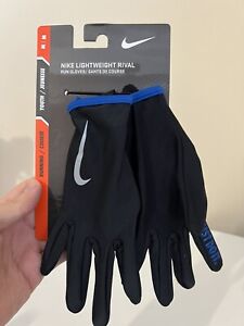 Nike Men's Youth Medium Run Warm Winter Knit Grip Gloves Black Blue