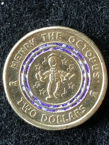 2021 $2 PURPLE WIGGLES HENRY THE OCTOPUS AUSTRALIAN TWO DOLLAR COIN RARE CIRC - Picture 1 of 4