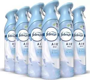 Febreze Air Freshener Linen Sky 8.8oz Pack of 6 Odor Eliminator Spray | USA - Picture 1 of 8
