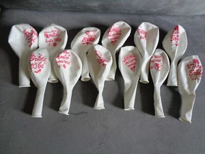 SET 12 WEISSE JUNGGESELLINNENABSCHIED LUFTBALLONS + ROTE SCHRIFT 2 JE 6 VERSCHIEDENE DESIGNS - Bild 1 von 7