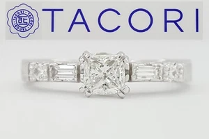 TACORI HT2222 Princess Diamond Hand Engraved Platinum Engagement Ring 0.56 ct - Picture 1 of 10