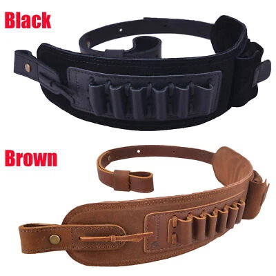 Correa de eslinga de escopeta para rifle de munición de cuero superior de EE. UU. .308 .22 .30-30 12/16/20GA Foto 1 de 4