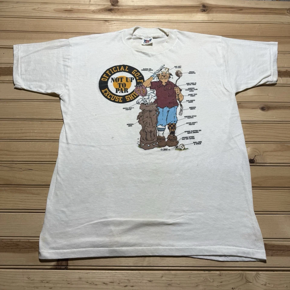 Camisa de Colección Años 90 Sin Par Golf Excusa Divertida Dibujos Animados Humor Arte Talla Grande Foto 1 de 4