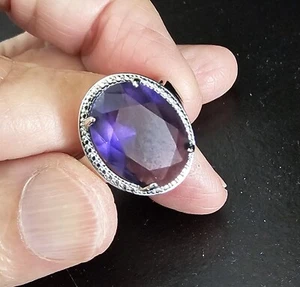 Elegant design Purple stone in Sterling Silver 925 Handmade Ring sz 6,7,8, 9 - Picture 1 of 5