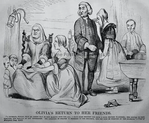 c1841 Antiker viktorianischer Druck VICAR OF WAKEFIELD - OLIVIAS KEHRT ZU IHREN FREUNDEN - Bild 1 von 2