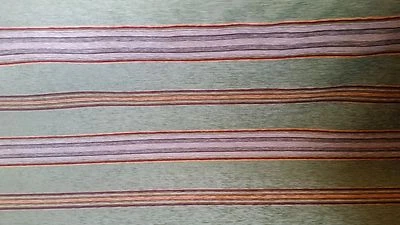 CHENILLE  STRIPE BROWN GREEN IVORY RED UPHOLSTERY FABRIC - Image 1 of 3