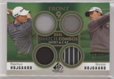 2021 SP GAME USED GOLF FRONT 9 DUAL SWATCH CAP SHIRT RASMUS NICOLAI HOJGAARD /25 - Image 1 of 2