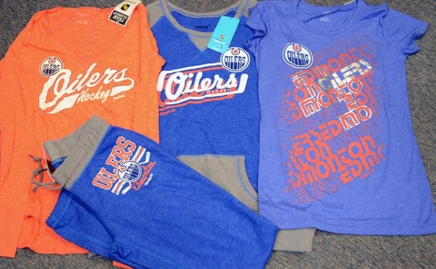 Reebok Women's Edmonton Oilers Sweater Long Sleeve Shirt Pants Tee Sample Small Cover