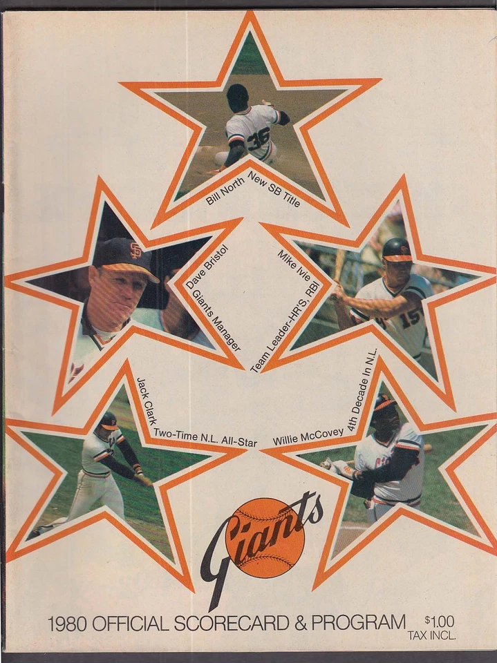 San Francisco Giants 1980 Official Scorecard & Program SCORED vs Cincinnati Reds - Image 1 of 1