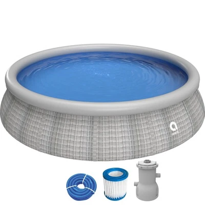Pool Quick Up 396 x 84 cm Set Gartenpool Aufstellpool Schwimmbad grau mit Pumpe - Bild 1 von 4