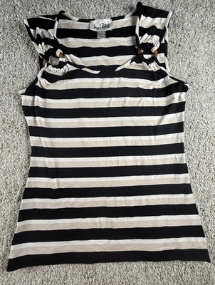 Joseph Ribkoff Black Beige Stripe Tank Sz 10 - Image 1 of 4